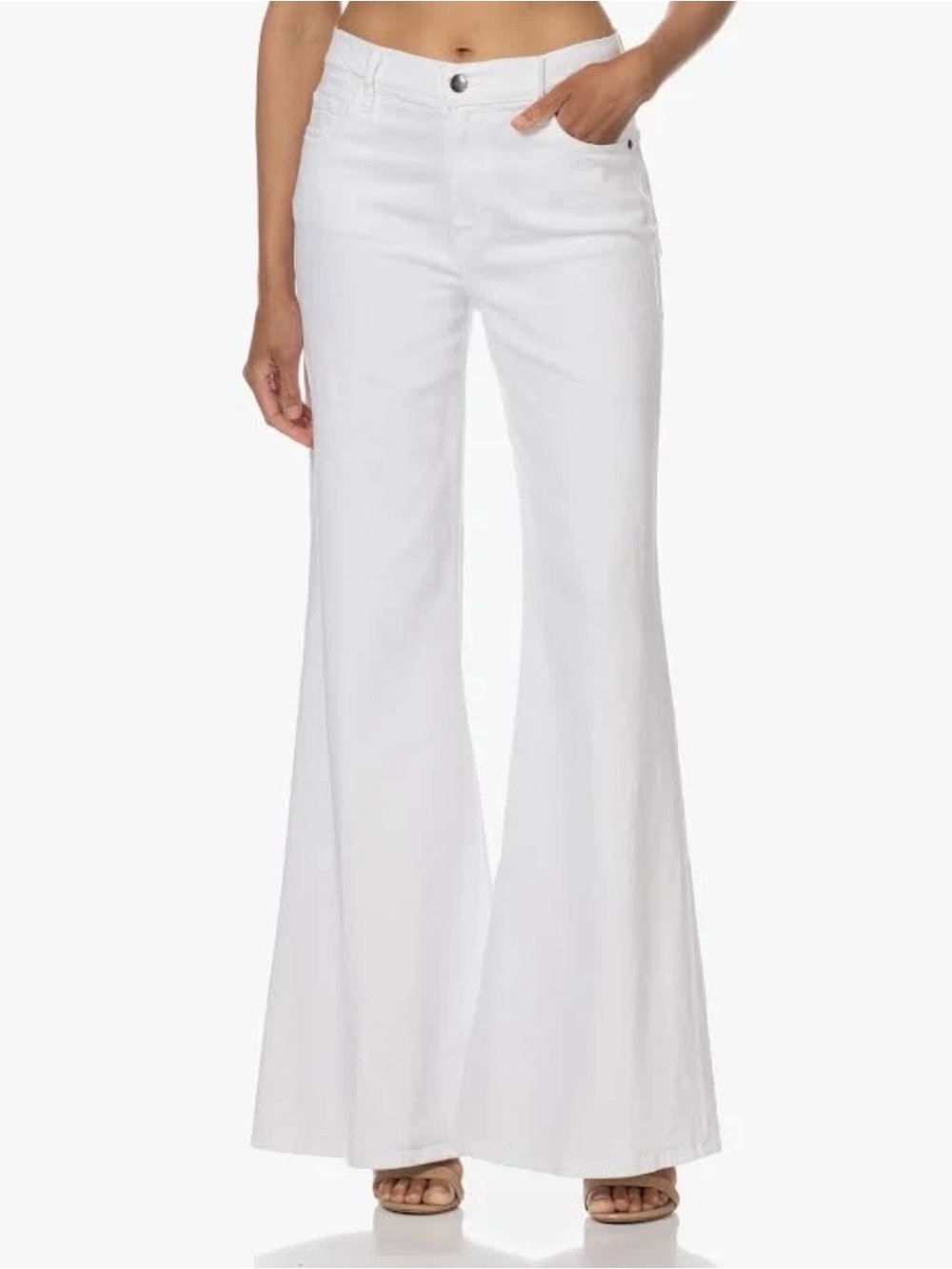 NWT FRAME Le Palazzo Blanc High Rise Wide Leg Jeans White Size 34